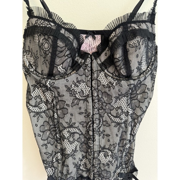 Y2K Victorias Secret Circa 2003/05 Black Lace Corset Style Bustier 36C - Picture 2 of 11